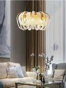 Axyaa Tassel Crystal LED Chandelier: Modern Nordic Round Pendant Lamp