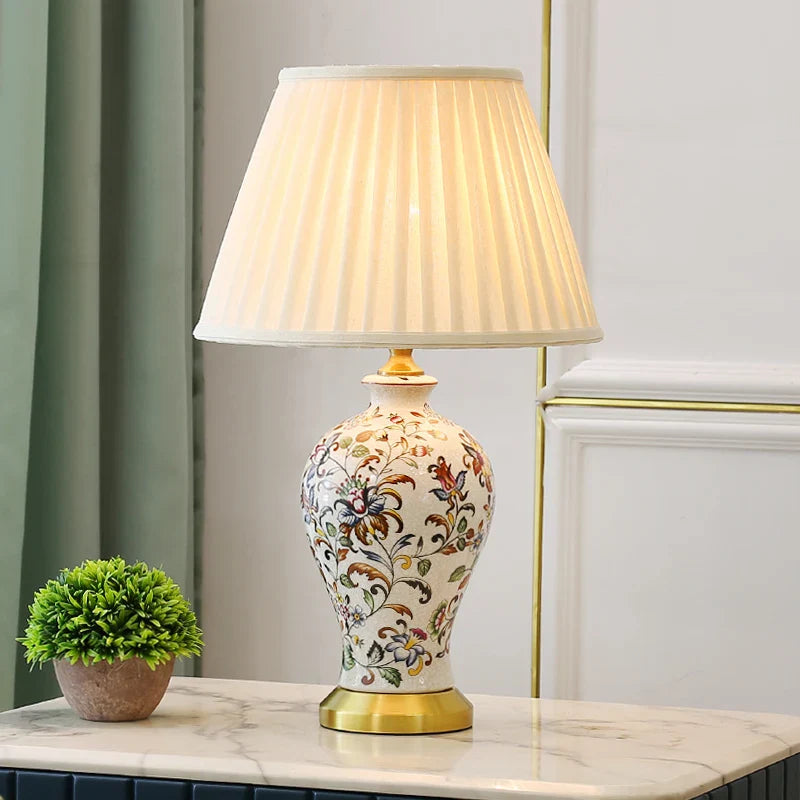 Axyaa Retro Ceramic Table Lamp: European Style Warm Bedroom Decor