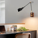 Axyaa Walnut Copper Wall Lamp: Luxury Rotating Reading Light for Bedroom & Living Room