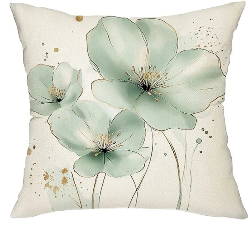 Axyaa Green Floral Print Pillowcase for Home Decor