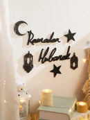 Wooden Ramadan Hanging Ornaments, Star Lantern Moon, Eid Mubarak Decor Axyaa
