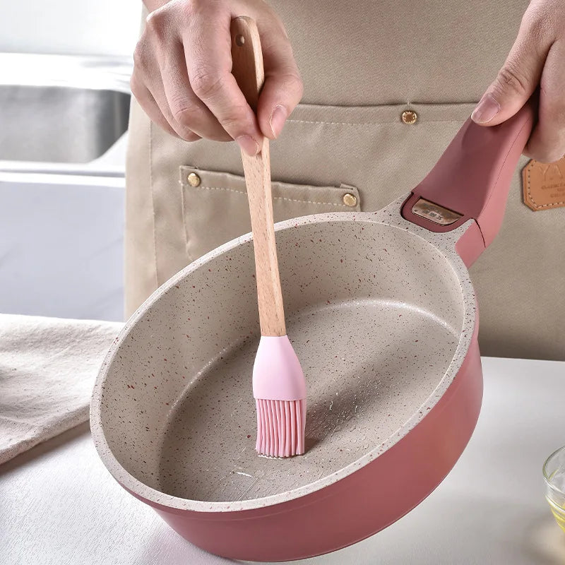 Axyaa Silicone Mini Scraper Set - Wooden Handle Baking Tools