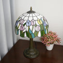 Axyaa Pink Tulip Stained Glass Table Lamp - Colorful 12-Inch Christmas Decor Lighting