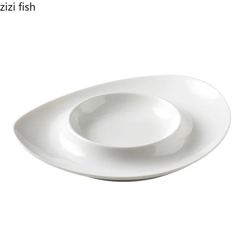 Axya Irregular Solid Color Ceramic Plate Set for Tableware and Snacks