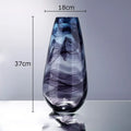 Axyaa Blue Ripple Glass Vase Hydroponic Flower Pots Home Decor Artificial Floral Arrangement