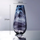 Axyaa Blue Ripple Glass Vase Hydroponic Flower Pots Home Decor Artificial Floral Arrangement
