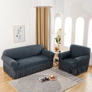 Axyaa Seersucker Universal Sofa Cover Slipcover Elastic Thickening - Fits Most Sofas