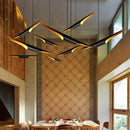 Axyaa Retro Black Pipe Chandelier with Matchstick Lampshade