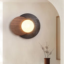 Axyaa Luxury LED Wall Light Black Travertine Glass Wood Japan Style Bedside Lamp