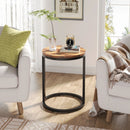 Axyaa Half Round Wood Accent Table with Metal Frame, Small C-Shaped End Table