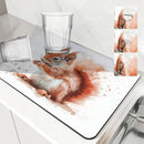 Axyaa Watercolor Squirrel Cartoon Absorbent Drying Mat, Antiskid & Quick Dry