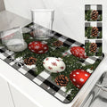 Axyaa Christmas Fir Snow Kitchen Drying Mat
