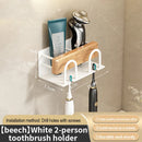 Axyaa Toothbrush Rack & Mug Holder with Toothpaste Squeezer - Wall Mounted Storage