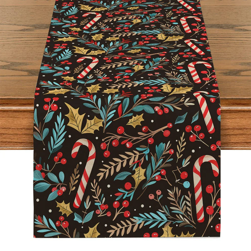 Axyaa Poinsettia Table Runner - Festive Dining Room Decor