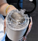 Axyaa Stainless Steel Coffee Mug with Straw, Leak-Proof Car Thermos, 350ml Fashion Thermal Flask