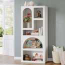 Axyaa Geometric White Bookcase with 5 Irregular Shelves, 70.87" Tall Modern Open Bookshelf