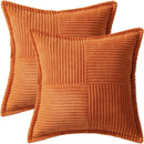 Axyaa Orange Corduroy Cushion Cover 18x18 Inch Square Boho Pillowcase