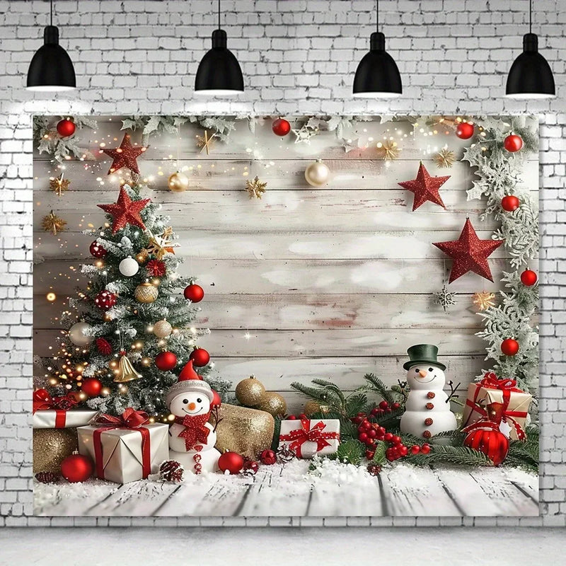 Christmas Party Background Cloth with Snowman & Gift Pattern, Axyaa Brand Home Decor
