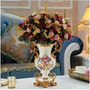 Axyaa European Resin Vase with Artificial Flower Figurines for Home & Office Decor