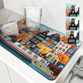 Axyaa Absorbent Kitchen Mat: Amsterdam Boats Design for Quick Drying, Antiskid & Draining