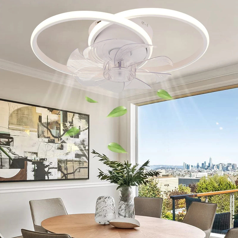 Axyaa Round Acrylic Ceiling Fan LED Light: Multifunctional Dimming & Silent Wind Speed