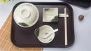 Axya Black Plastic Serving Tray Set - Square & Rectangle Dessert Plates