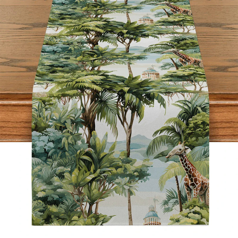 Axyaa Tropical Rainforest Table Runner for Kitchen Holiday Party Dining Decor