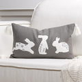 Axyaa Bunny Rabbit Floral Embroidery Pillow Cover, Soft Canvas Texture, Easter Home Decor
