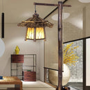 Axyaa Bamboo Weave Floor Lamp LED E27 for Living Room, Bedroom, Hotel