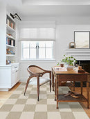 Axyaa Plaid Square Geometric Large Area Carpet - Cream Checkerboard Minimalist Rug