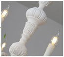 Axyaa White Woodcarving Chandelier: Antique E14 Candle Light for Living Room Bedroom Kitchen