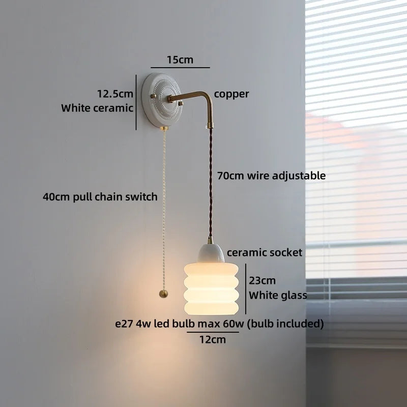 Axyaa White Glass LED Wall Lamp Modern Nordic Style