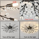 Axyaa Crystal Leaf Chandelier - Modern Semi-Embedded Lighting for Dining, Living, Bedroom