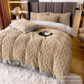 Axyaa Winter Rabbit Velvet Four-Piece Bedding Set in Solid Color