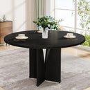Axyaa 39" Round Conference Table for 4, Sturdy Wooden Meeting Table, Rustic Office Furniture
