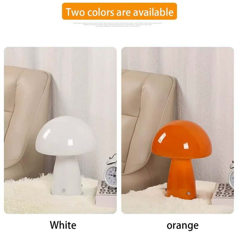 Glass Mushroom Bedside Table Lamp Dimmable Swirl Light for Home Decor by Axyaa