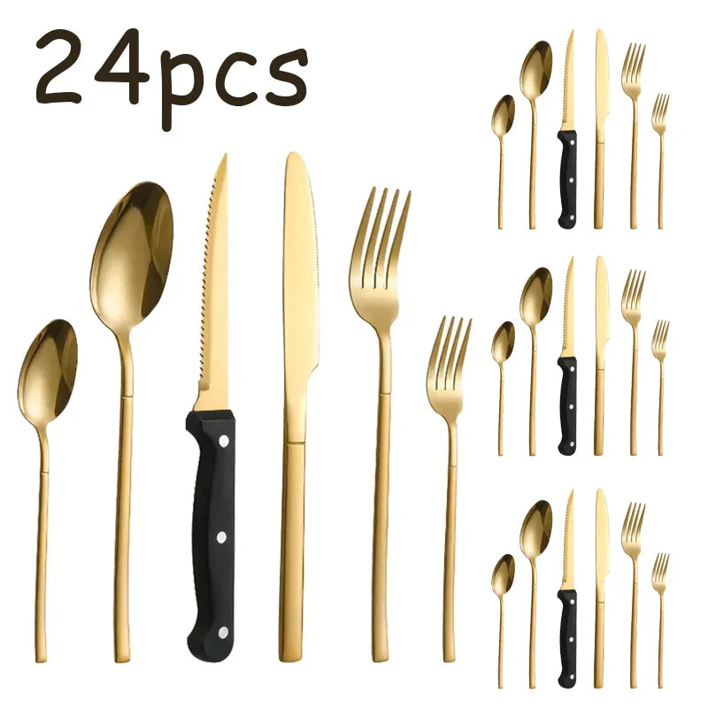 Axyaa Stainless Steel Tableware Set, 48pcs, Dishwasher Safe, Steak Knife, Classic Design