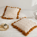 Axyaa Nordic Knit Pompom Ball Cushion Cover in Ivory, Burnt Orange, Grey