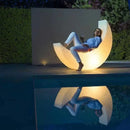 Axyaa Luminous Moon Lounge Chair & Floor Lamp Set for Outdoor Terrace & Courtyard