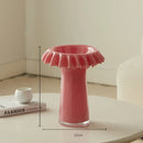 Axyaa Lotus Leaf Edge Pink Glass Vase - Decorative Art Flower Vessel