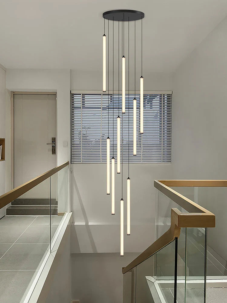 Axyaa Nordic LED Tube Chandelier: Modern Circular Living Room Lighting