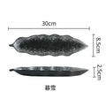 Axyaa Leaf Sashimi Board | Japanese Ceramic Boat Sushi Board for Elegant Table Setting