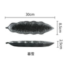 Axyaa Leaf Sashimi Board | Japanese Ceramic Boat Sushi Board for Elegant Table Setting