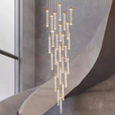 Axyaa Gold Crystal Duplex Chandelier - Rotating, Luxurious Design for Home Staircase