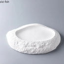 Axyaa 12" White Ceramic Irregular Plate for Dining and Desserts