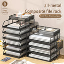 Axyaa Metal Desktop File Rack, Multi-Layer Bookcase & Office Storage for Data Organization