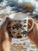Axyaa Turtle Atlas Mug - Vintage Botanical Illustration, Microwave Safe Coffee Cup