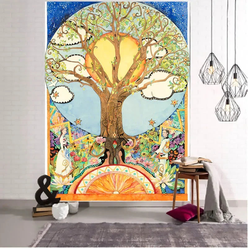 Axyaa Virgin Mary Tapestry: Medieval Retro Style Boho Wall Hanging for Home Decor