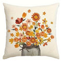 Axyaa Orange Floral Pillowcase - Home Decor Sofa Chair Cushion Cover
