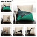 Axyaa Shark Dinosaur Linen Cushion Cover Throw Pillow Case 45x45cm